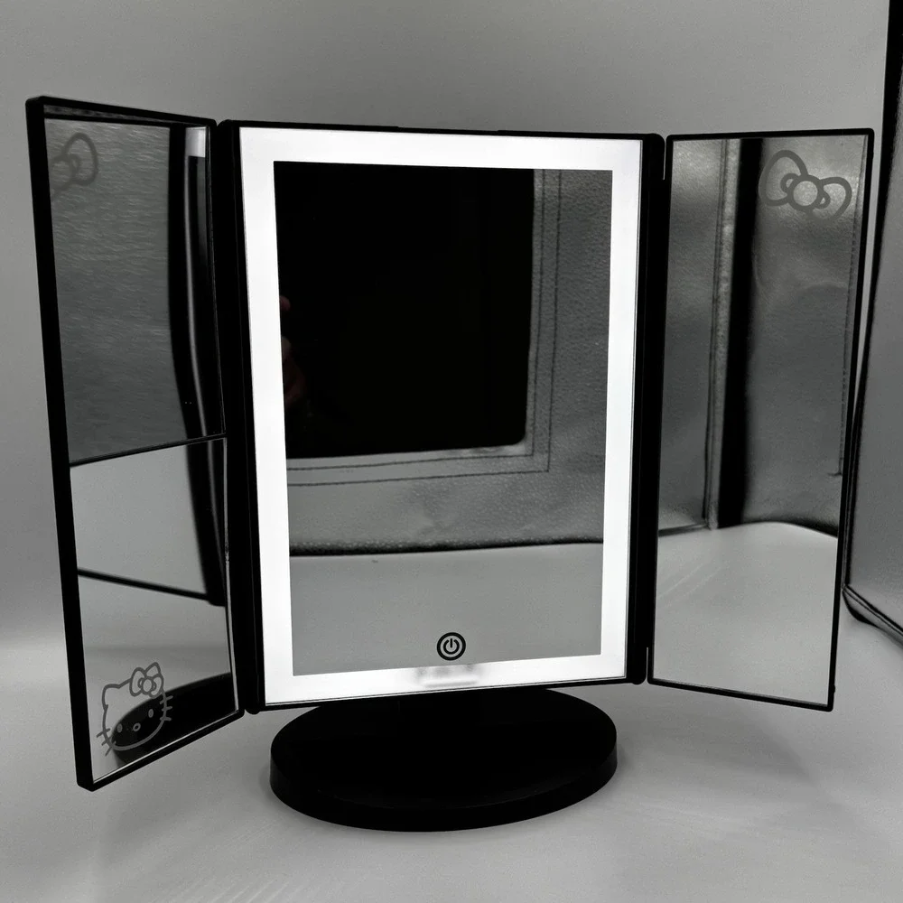 Hello Kitty Tri-Fold LED Tri-Tone Makeup Mirror with Magnification - Great Cond!